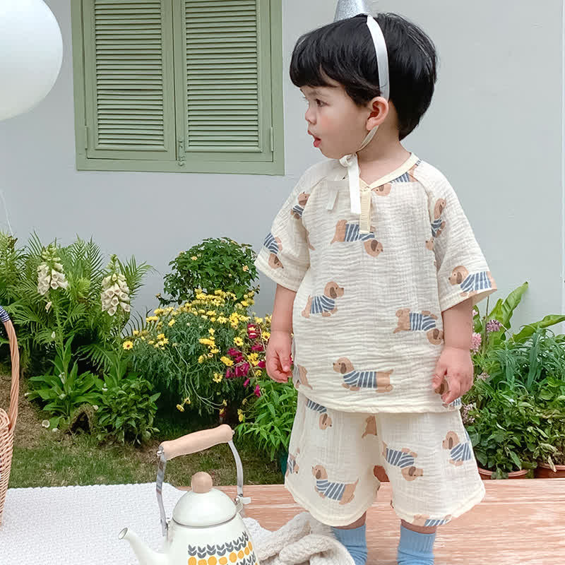 Toddler Dog Cherry Rabbit Pajamas Set