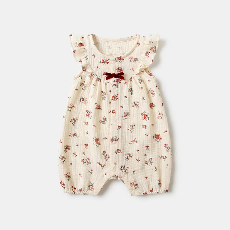 Baby Floral Ruffle Trim Romper
