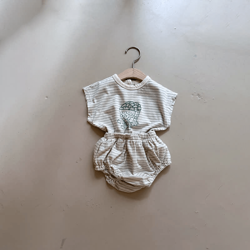 POPCORN Baby Toddler Striped Tee and Shorts Set