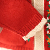 Toddler Girl Embroidered Flower Knitted Pocket Cardigan