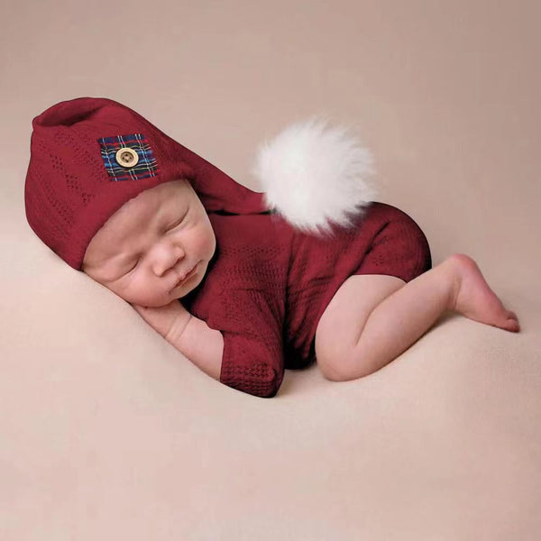 Newborn Photography Knit Bodysuit with Hat