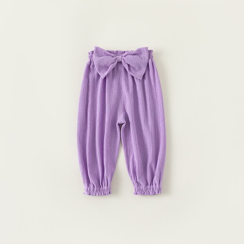 Toddler Girl Solid Color Bowknot Pants