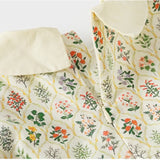 Toddler Girl Retro Flower Puff Sleeves Lapel Collar Dress