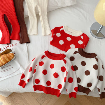Baby Knitted Red Dots Sweater