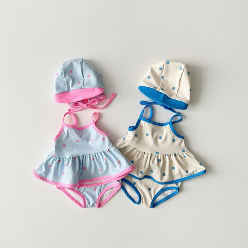 Toddler Girl Polka Dot 3 Pieces Swimsuit