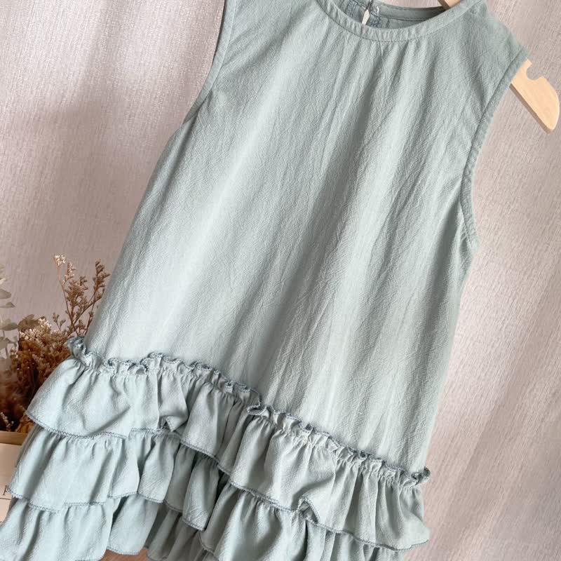 Toddler Girl Solid Color Lace Trim Sleeveless Dress