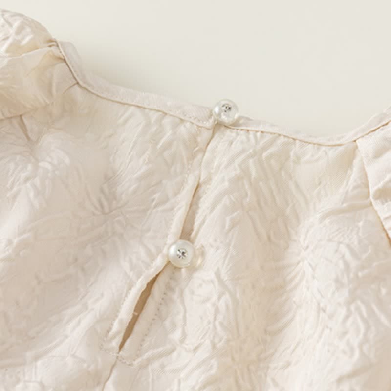 Toddler Girl Beige Puff Sleeve Dress