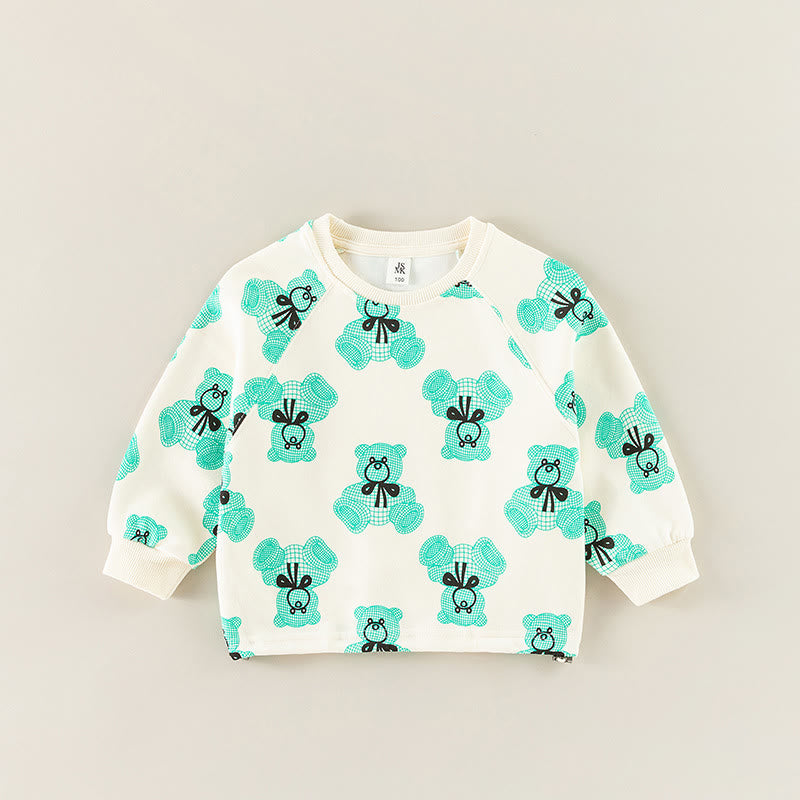 Toddler Bow Teddy Bear Casual Sweatshirt
