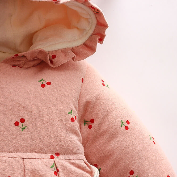 Toddler Cherry Bunny Fleece Lined Coat with Bag