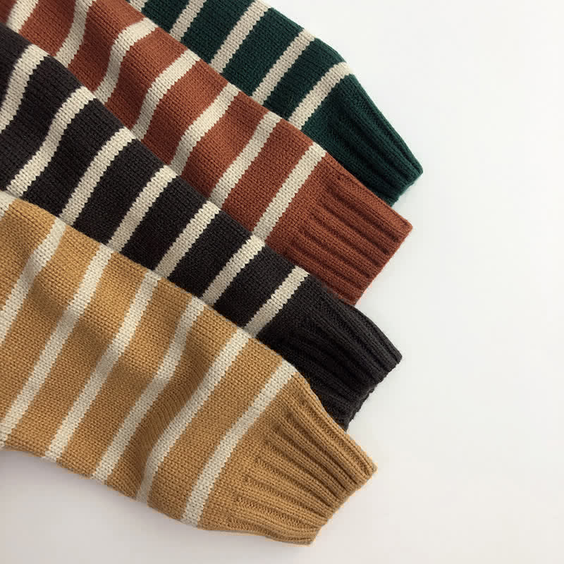 Toddler Boy Retro Striped Warm Sweater