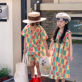 Toddler Color Block Striped Lapel Set Dress