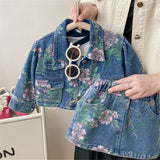 Toddler Girl Denim Flower Leaves 2 Pieces Set