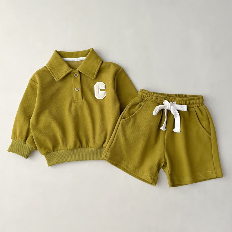 C Toddler Polo Collar Pullover and Shorts Set