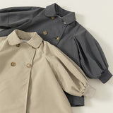 Toddler Girl Lapels Puff Sleeves Simple Coat
