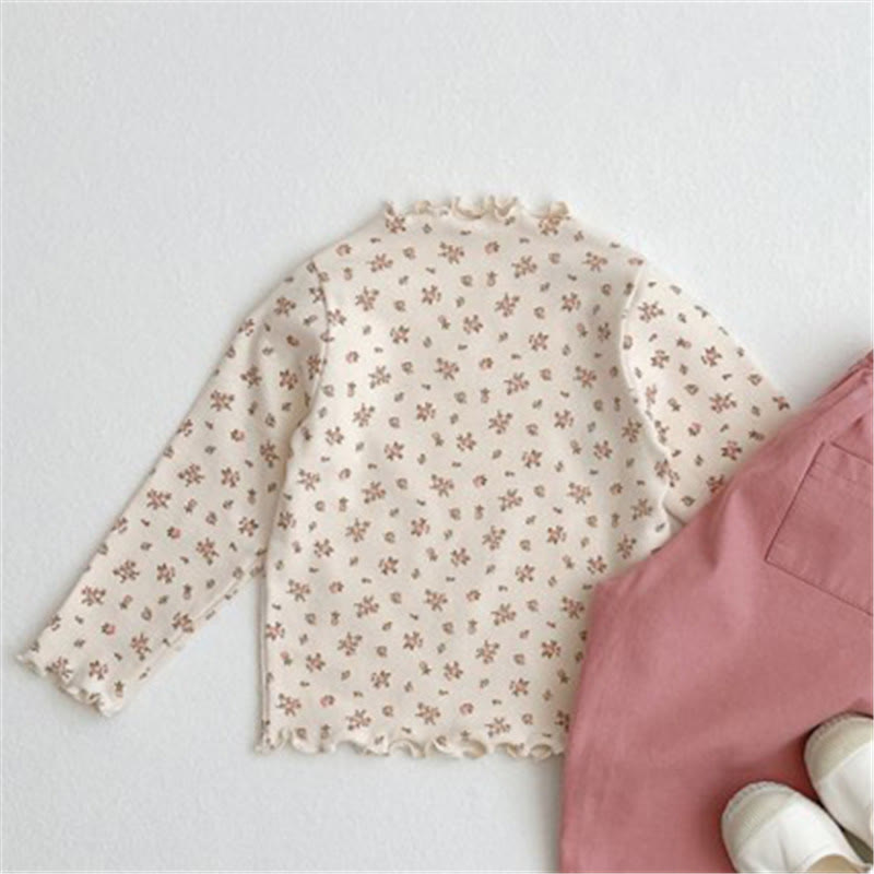 Toddler Flower Dots Striped Lace Sweatshirt