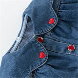 Toddler Girl Denim Heart Collar Blouse