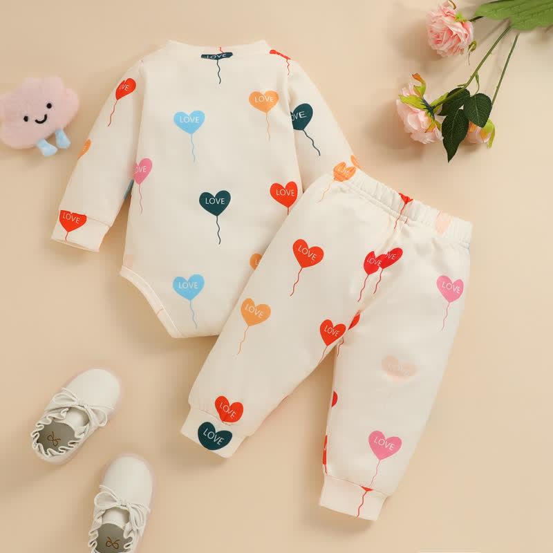 LOVE Baby Heart Balloon Bodysuit and Pants Set