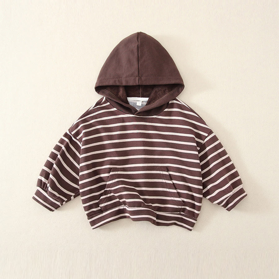 Toddler Striped Pocket Brown Hoodie