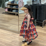 Toddler Girl Heart Plaid Sling Dress