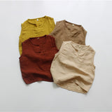 Toddler Retro Solid Color V Neck Tank Top