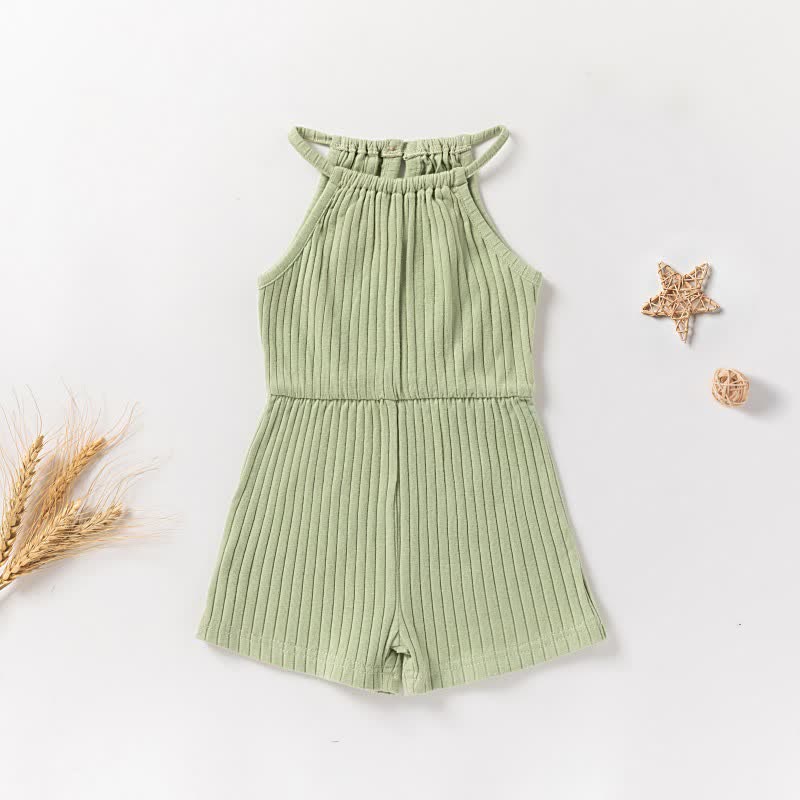 Baby Toddler Solid Color Ribbed Camisole Romper