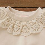 Toddler Girl Lace Sweet Solid Color Sweatshirt