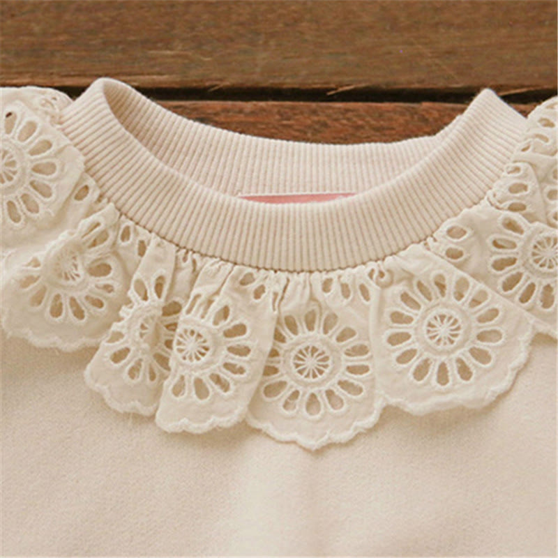 Toddler Girl Lace Sweet Solid Color Sweatshirt