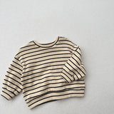 Toddler Round Neck Apricot Striped Soft T-shirt