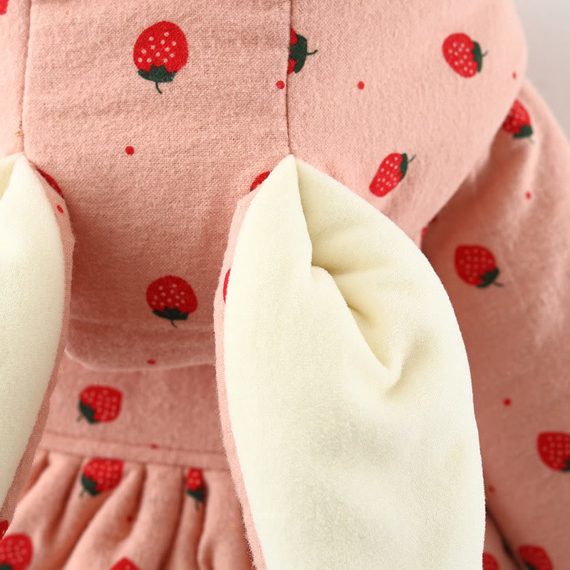 Baby Toddler Ears Strawberry Quilted Coat with Bag