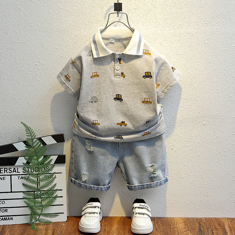 Toddler Boy Cars Tee and Denim Shorts Set