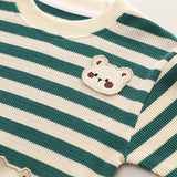 Toddler Striped Bear Patch Corduroy 2 Pieces Set