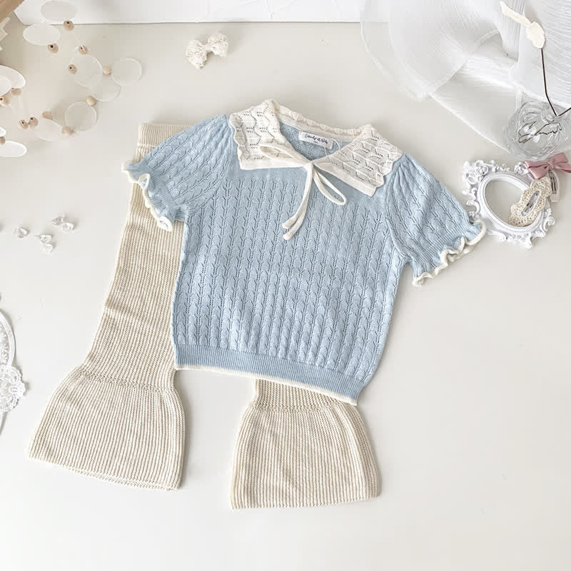Baby Toddler Hollow Out Lapel Knitted Tee