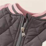 C Toddler Contrast Sleeves Letter Loose Quilted Coat