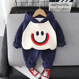 Toddler Smile Fleece Hooded Sweatsuit 2 Pieces Set