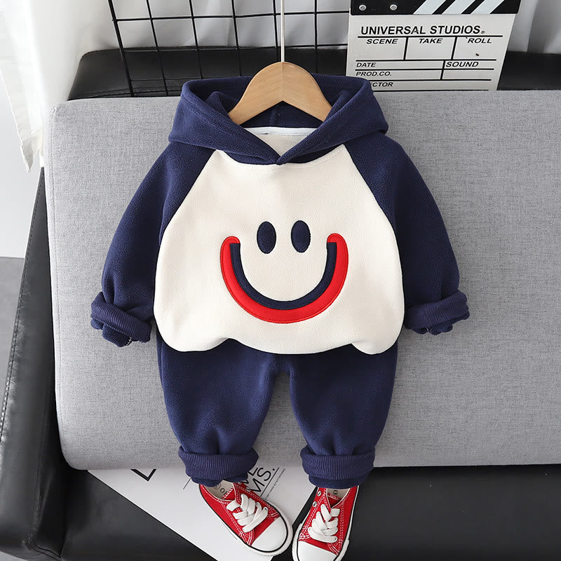 Toddler Smile Fleece Hooded Sweatsuit 2 Pieces Set