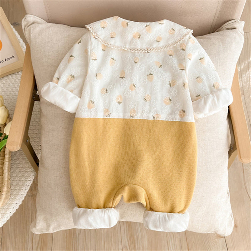 Baby Collar Strawberry Cherry Fake 2 Pieces Romper
