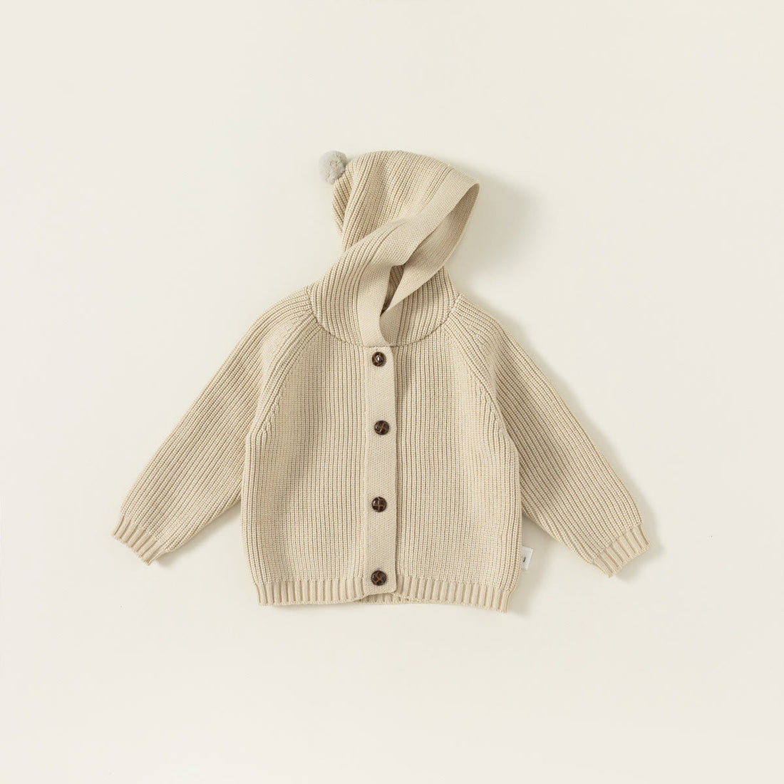 Toddler Knitted Solid Color Button Hooded Coat