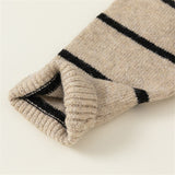 Toddler Lapels Khaki Broad-striped Knitted Casual Sweater