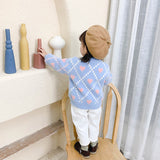 Toddler Girl Thermal Fuzzy Heart Diamond Sweater
