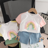 Baby Toddler Rainbow Tee and Shorts Set