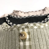 Toddler Plaid Button Neck Ribbed Knitted Sweatshirt