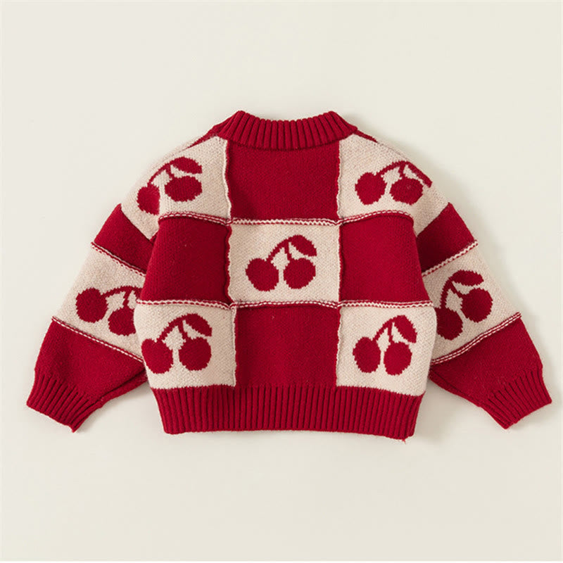 Toddler Red Cherry Knitted Sweater