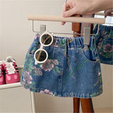 Toddler Girl Denim Flower Leaves 2 Pieces Set