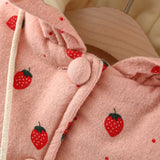 Baby Toddler Ears Strawberry Quilted Coat with Bag