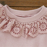Toddler Girl Lace Sweet Solid Color Sweatshirt