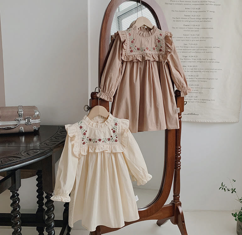 Toddler Girl Stringy Selvedge Retro Style Floral Dress