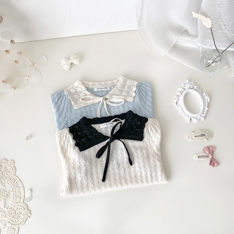 Baby Toddler Hollow Out Lapel Knitted Tee
