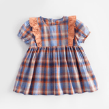Toddler Girl Plaid Ruffled Collar Dress