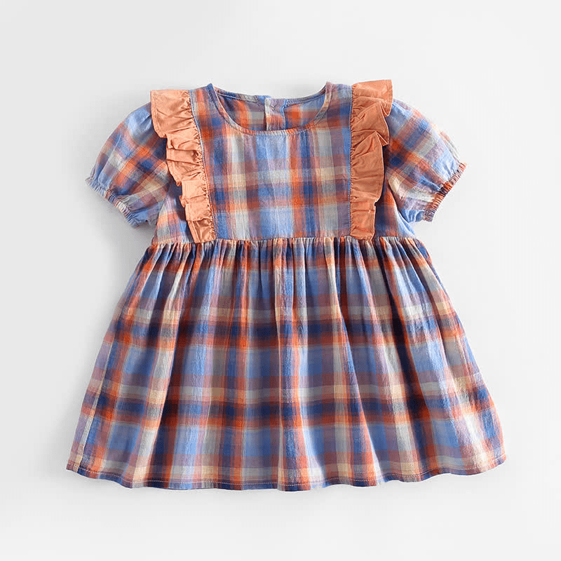 Toddler Girl Plaid Ruffled Collar Dress