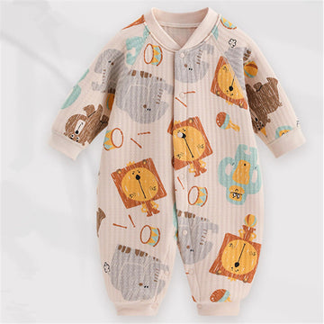 Baby Animal Circus Troup Button Romper